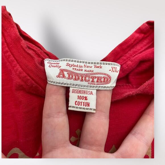 Addicted Soul Motors Red Brooklyn New York Mens Tee Size XXL - Picture 2 of 6
